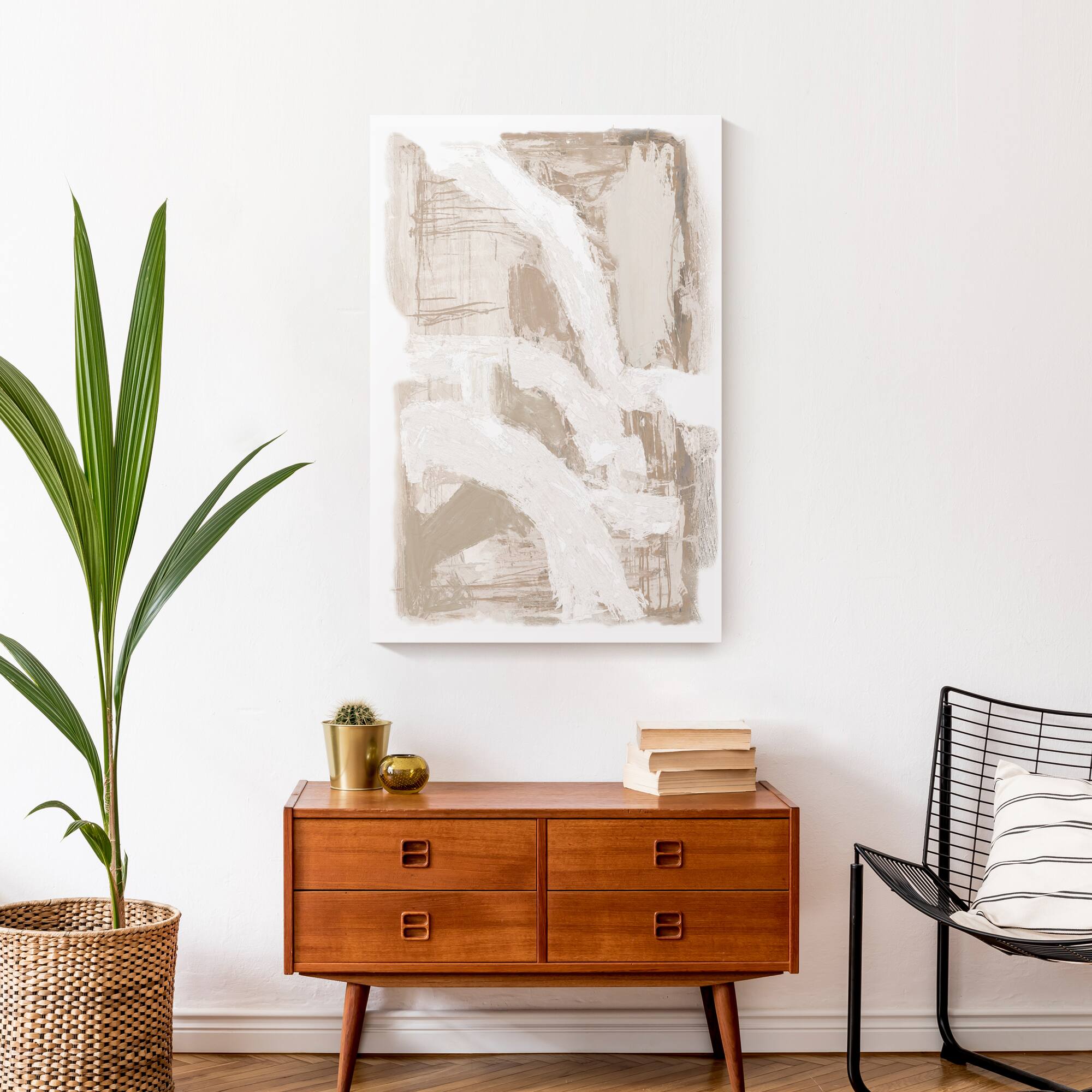 Cream Painterly Abstract Canvas Wall Art
